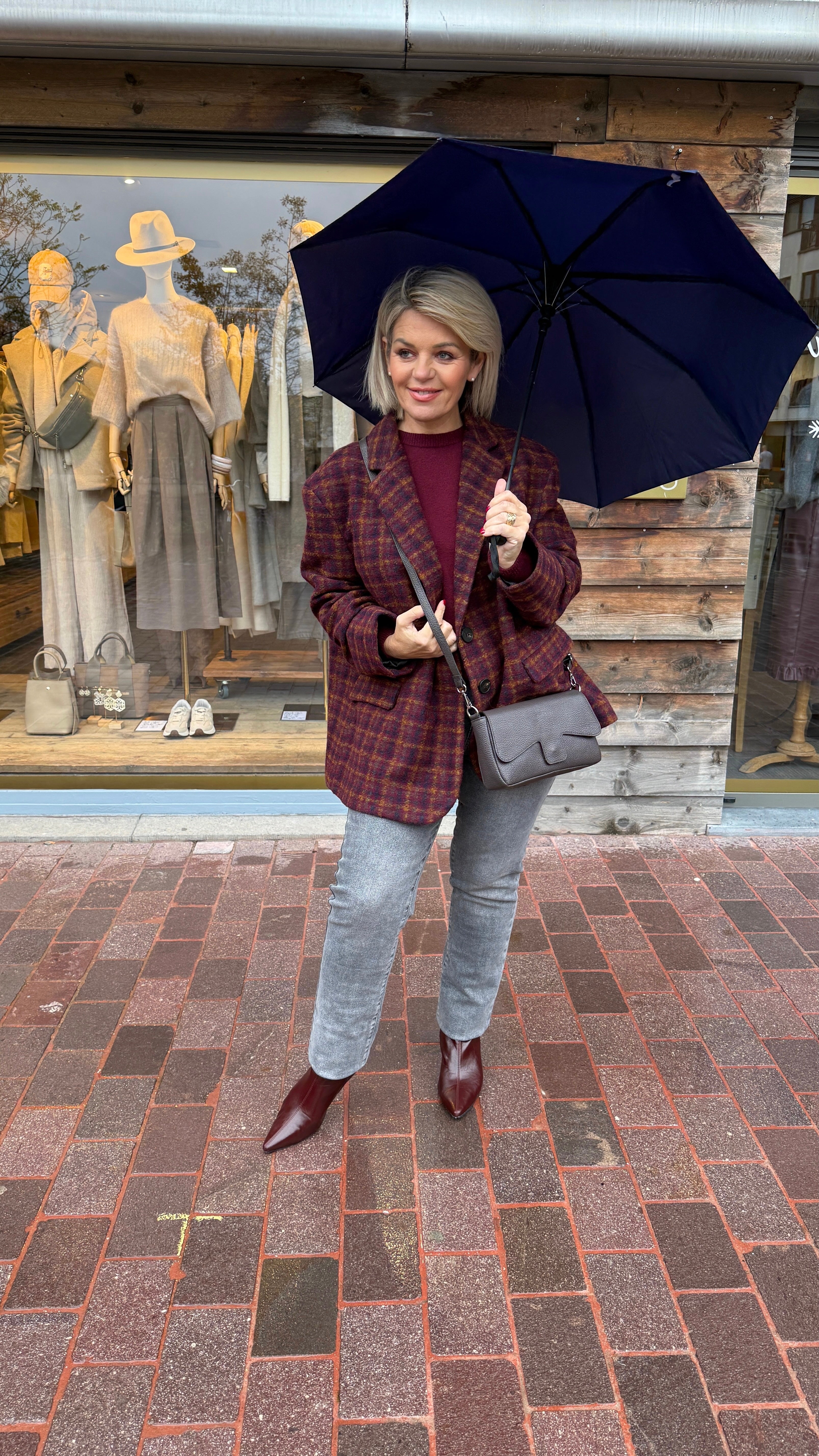 Blazer ruit/ bordeaux/ JULIETTA