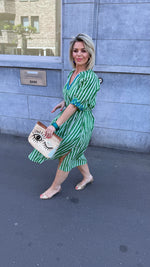 Afbeelding in Gallery-weergave laden, Jurk/streep/ groen/GHILAINE
