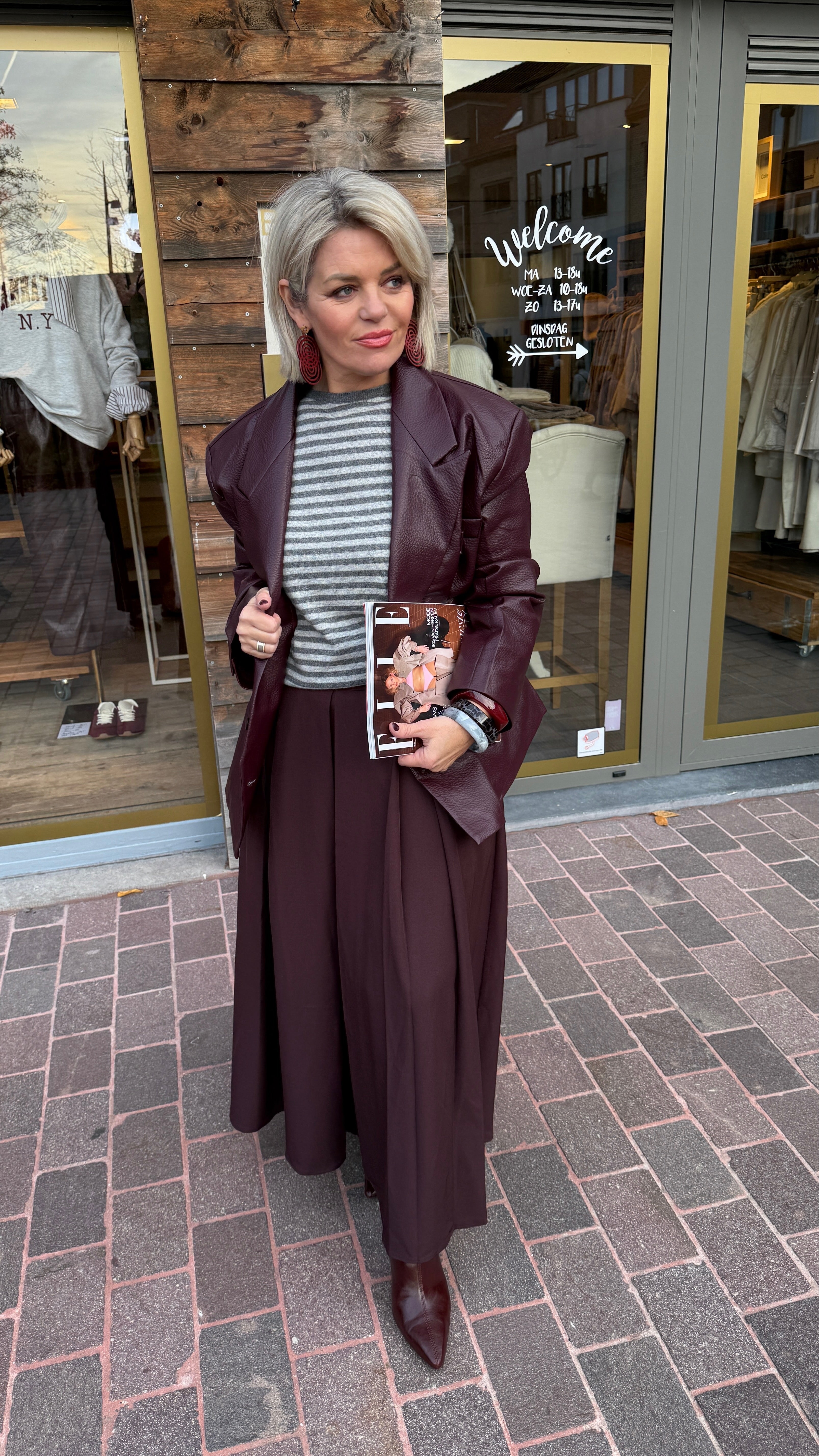 Lederlook jas/ bordeaux/LIES