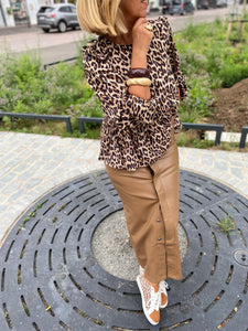 Leopardblouse strikjes/ MILOU