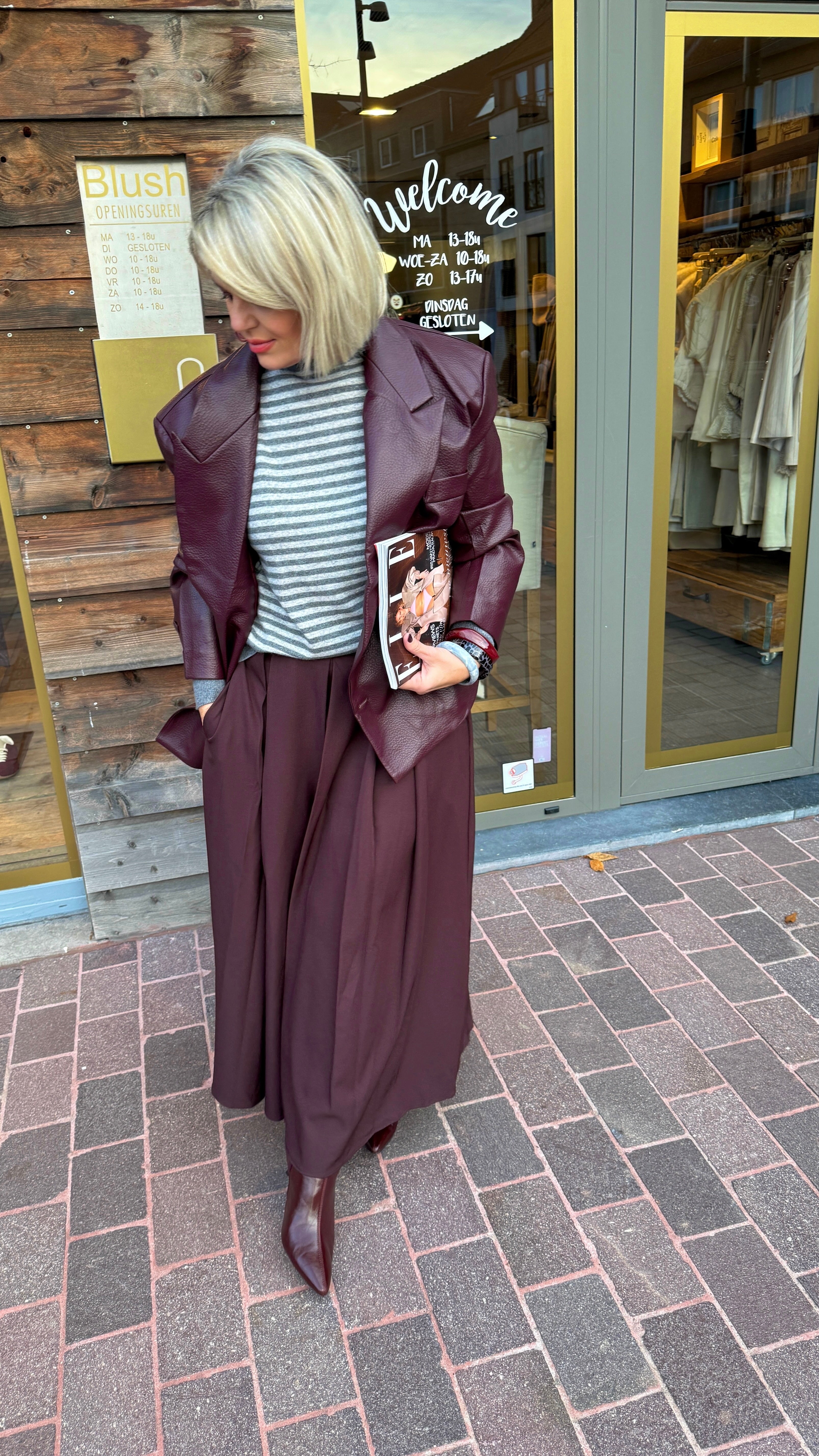Lederlook jas/ bordeaux/LIES