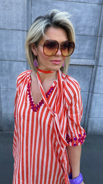 Afbeelding in Gallery-weergave laden, Jurk/ streep/ oranje/GHILAINE
