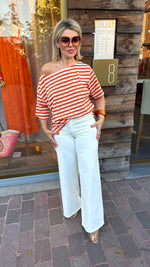 Afbeelding in Gallery-weergave laden, T-shirt streep/ oranje-wit/ ALEXA
