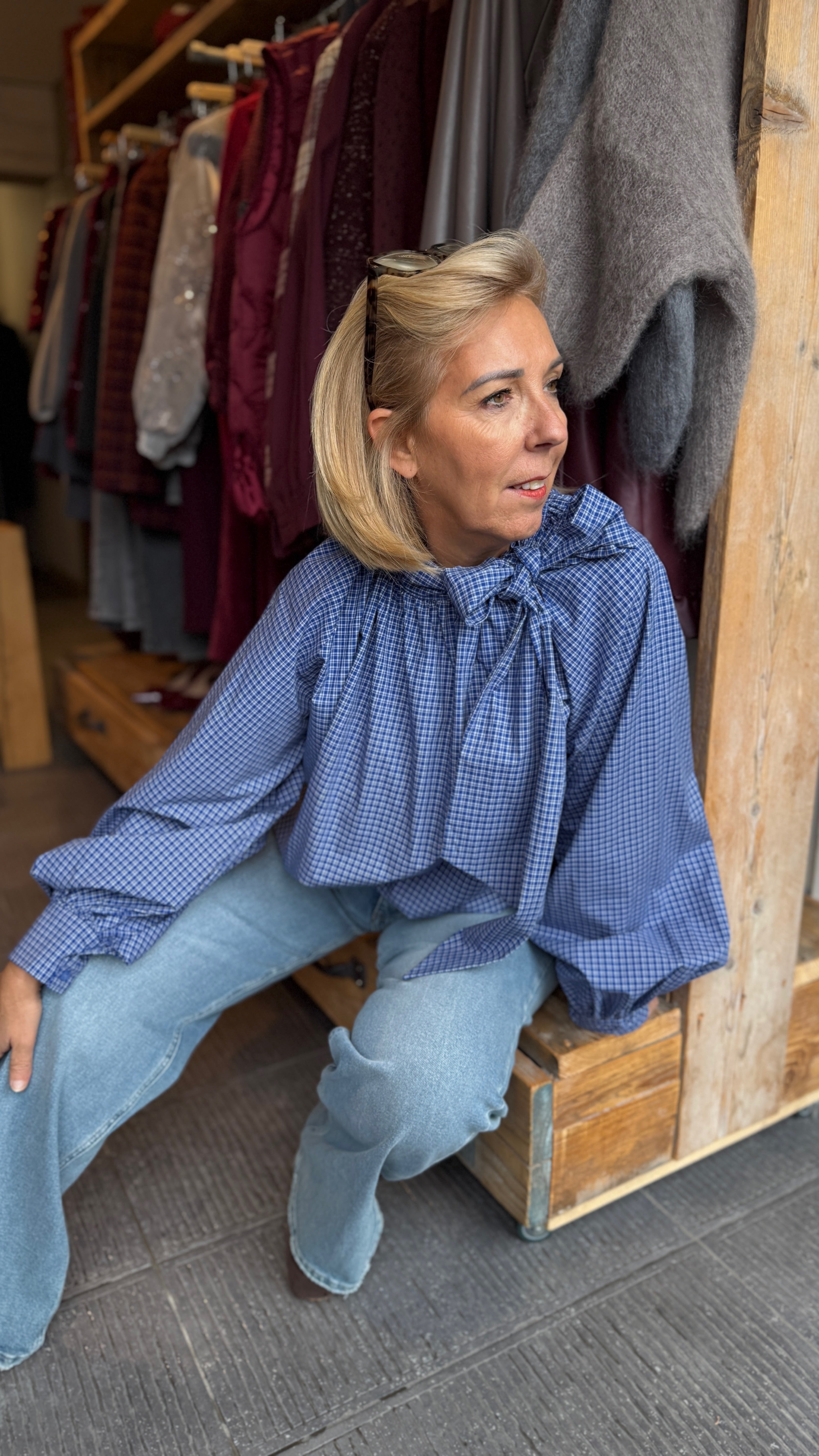 Hemd/ blauw/strik/JOSEFINE