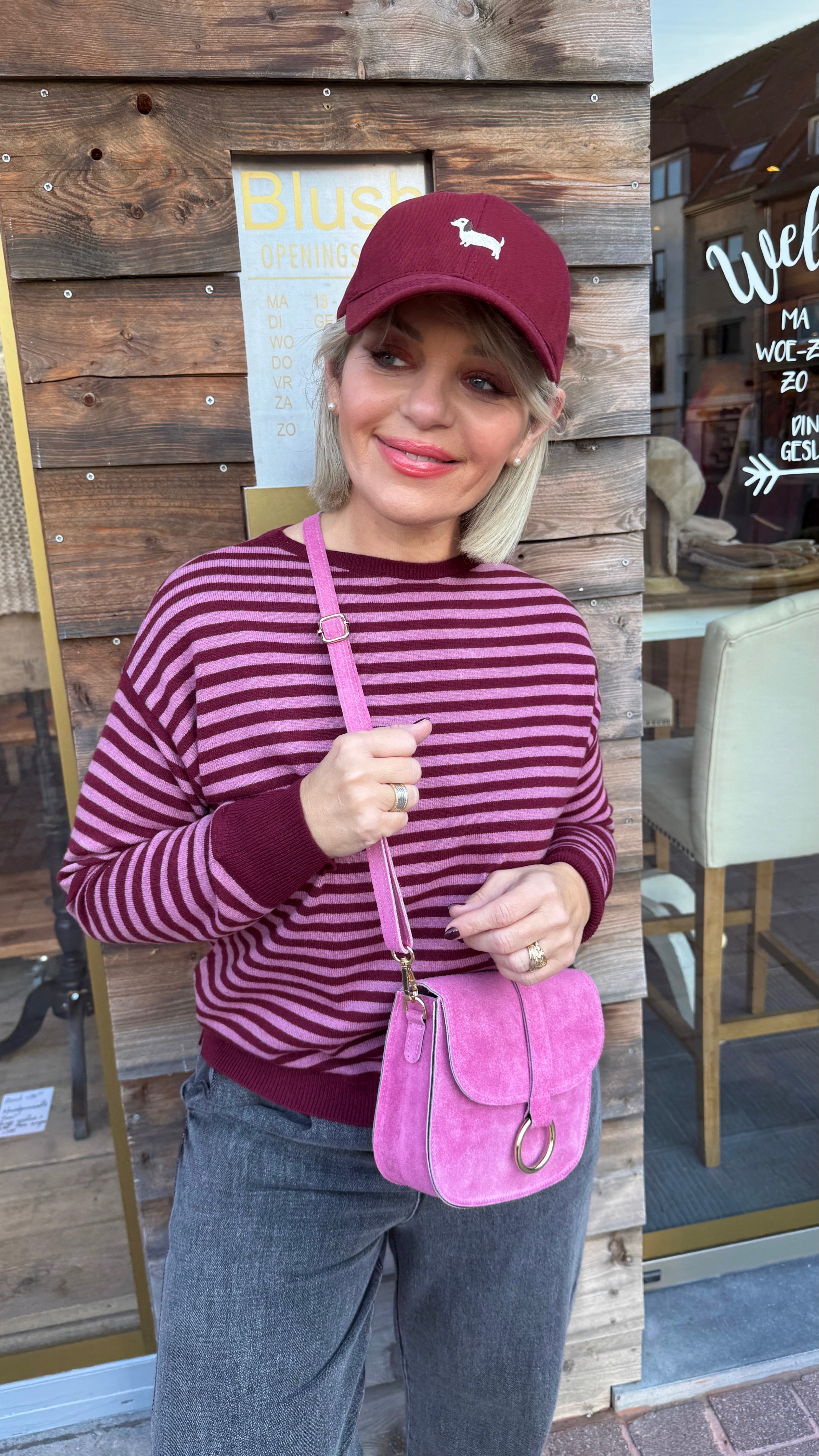 Trui/ roze- bordeaux /MILLE