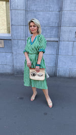 Afbeelding in Gallery-weergave laden, Jurk/streep/ groen/GHILAINE
