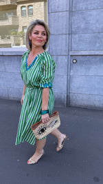 Afbeelding in Gallery-weergave laden, Jurk/streep/ groen/GHILAINE

