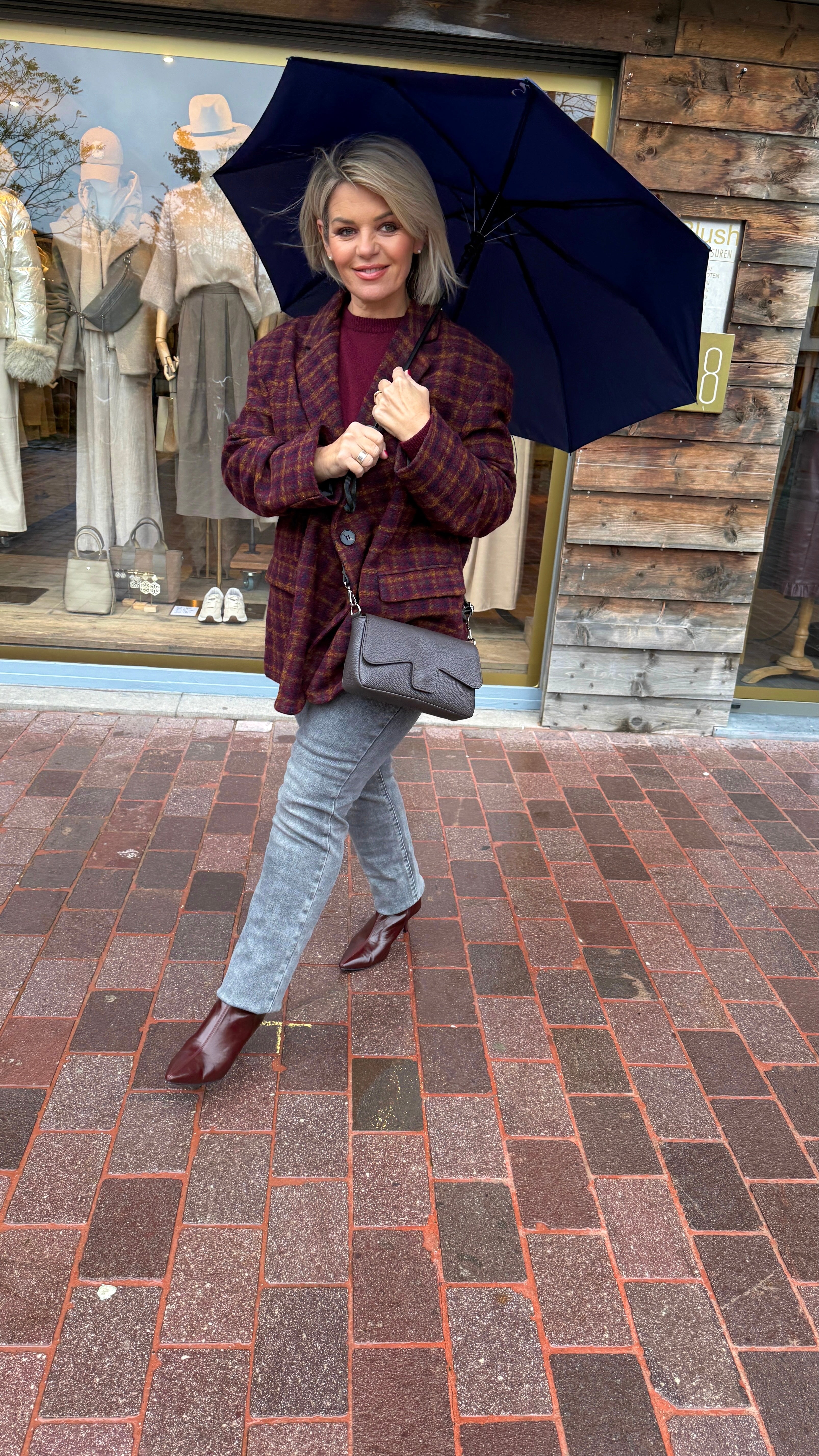 Blazer ruit/ bordeaux/ JULIETTA