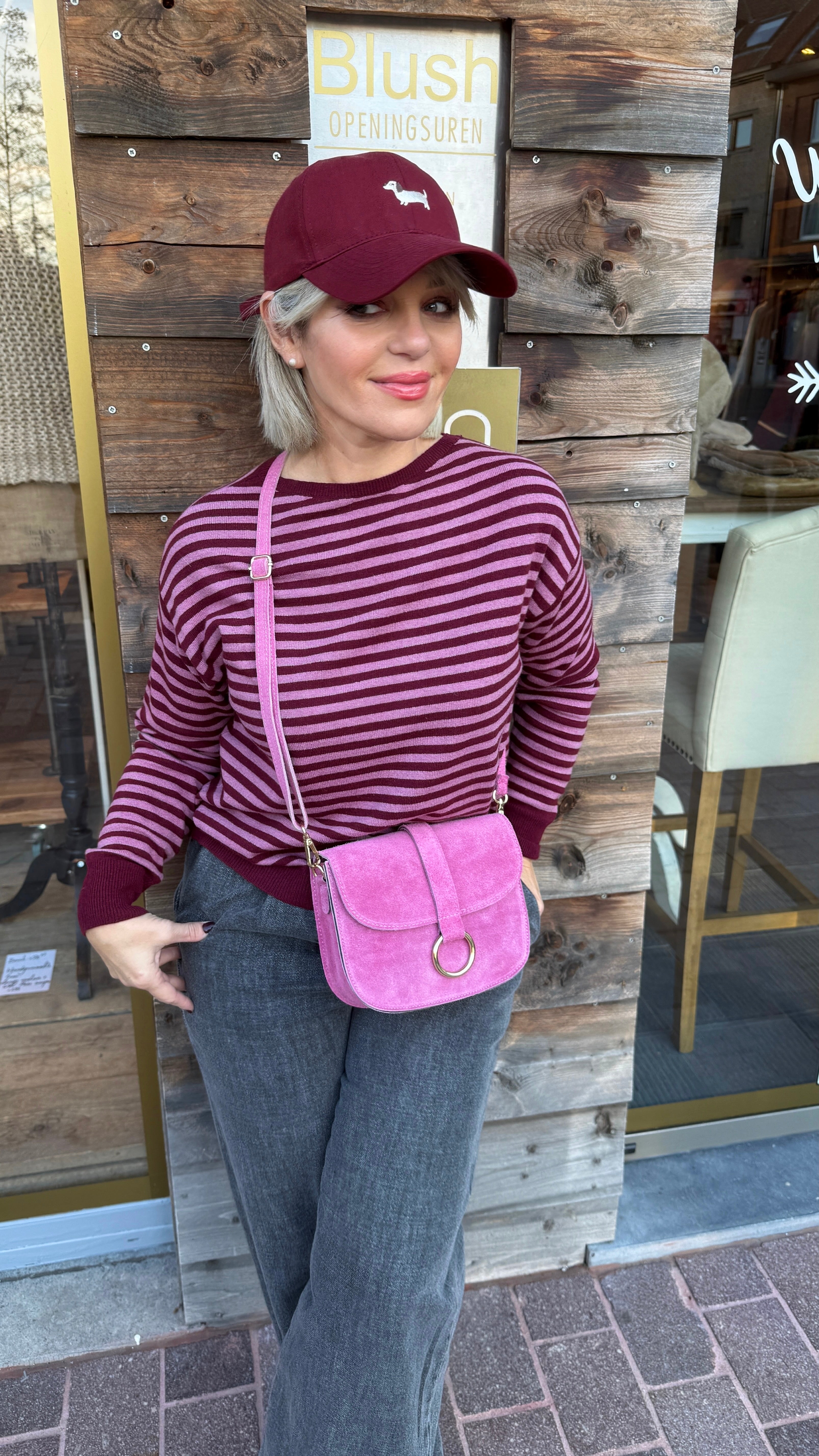 Trui/ roze- bordeaux /MILLE