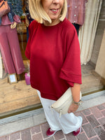 Afbeelding in Gallery-weergave laden, Sweater bordeaux/ korte mouw / ANNA
