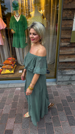 Afbeelding in Gallery-weergave laden, Off shoulder jurk/ groen/TESS

