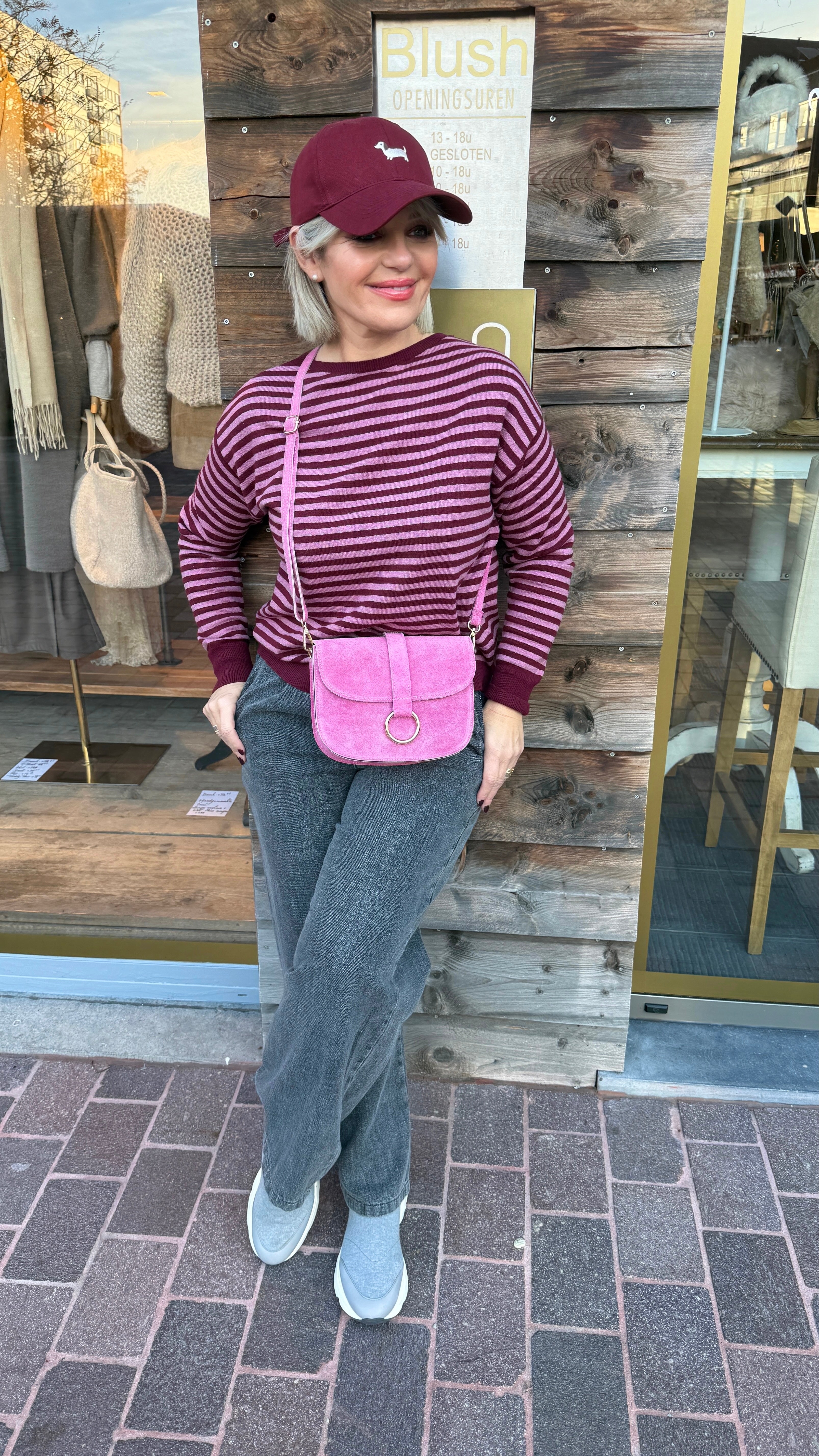 Trui/ roze- bordeaux /MILLE