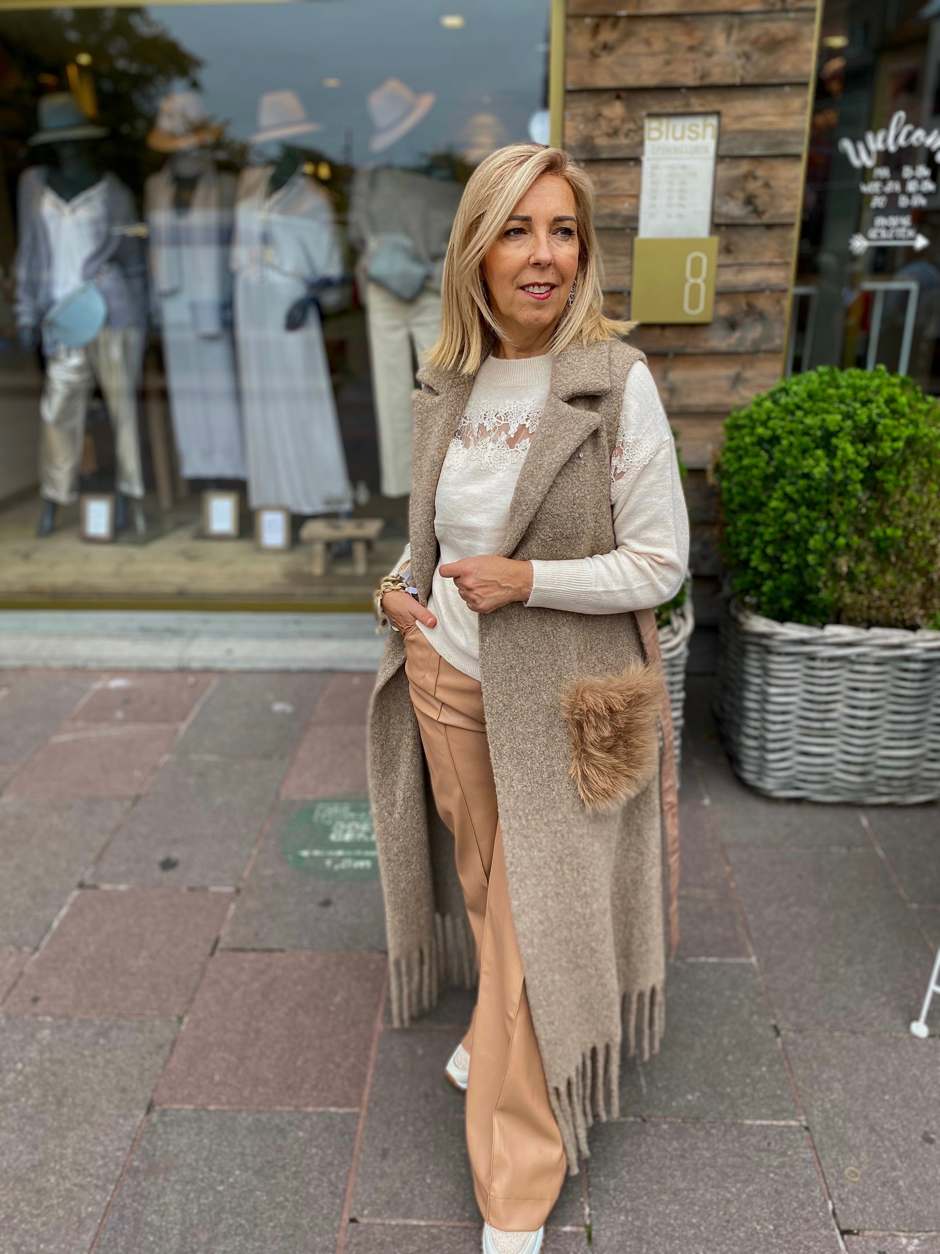 Vest met eco fur zakken /ELISE/ LES BLONDINETTES