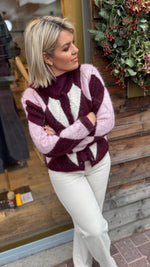 Afbeelding in Gallery-weergave laden, Cardigan/ Burlington ruit/ burgundy
