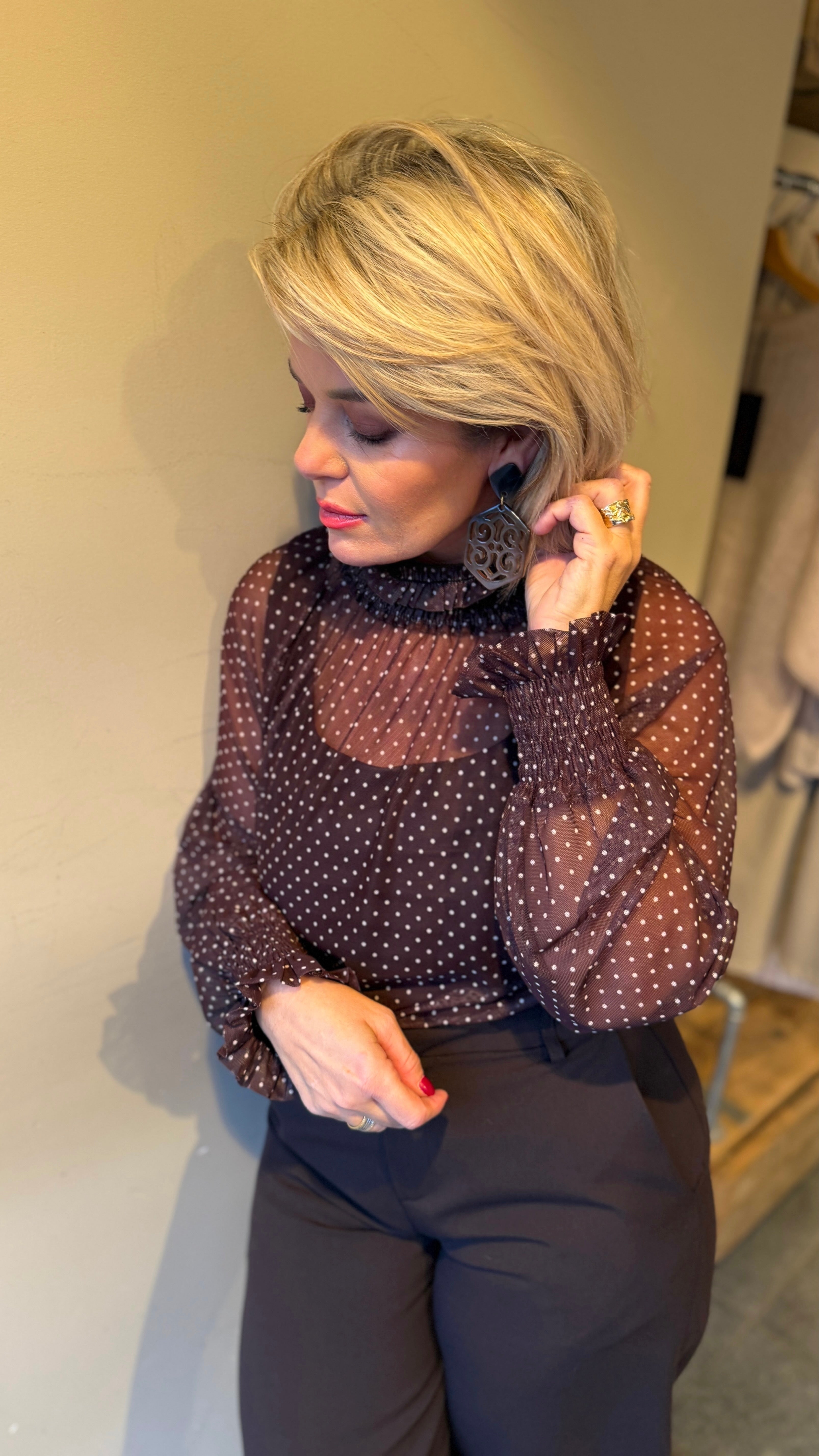 Blouse/ polkadot/bruin/JOAN