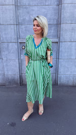 Afbeelding in Gallery-weergave laden, Jurk/streep/ groen/GHILAINE
