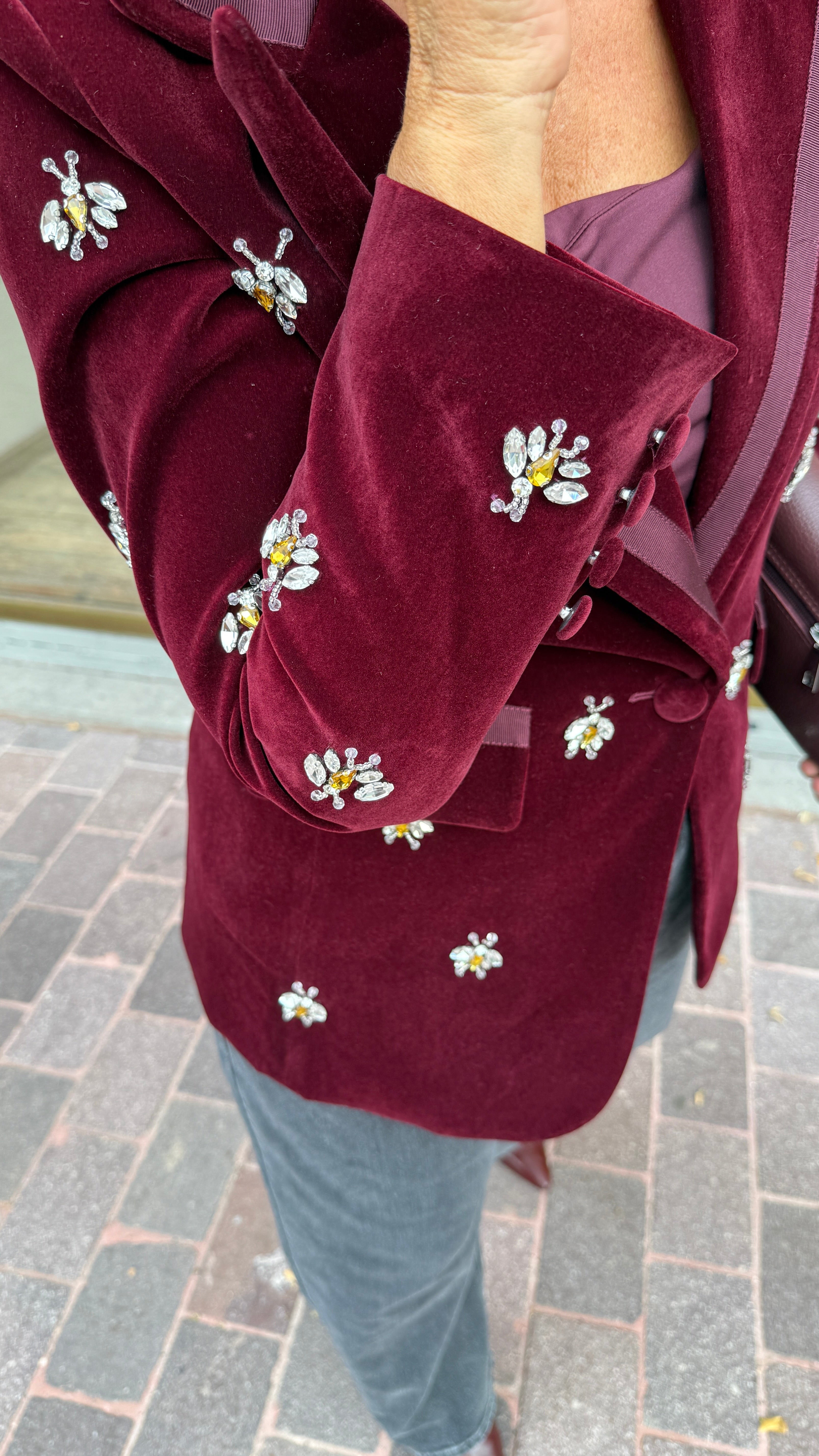 Velvet blazer met steentjes/ LEANNE