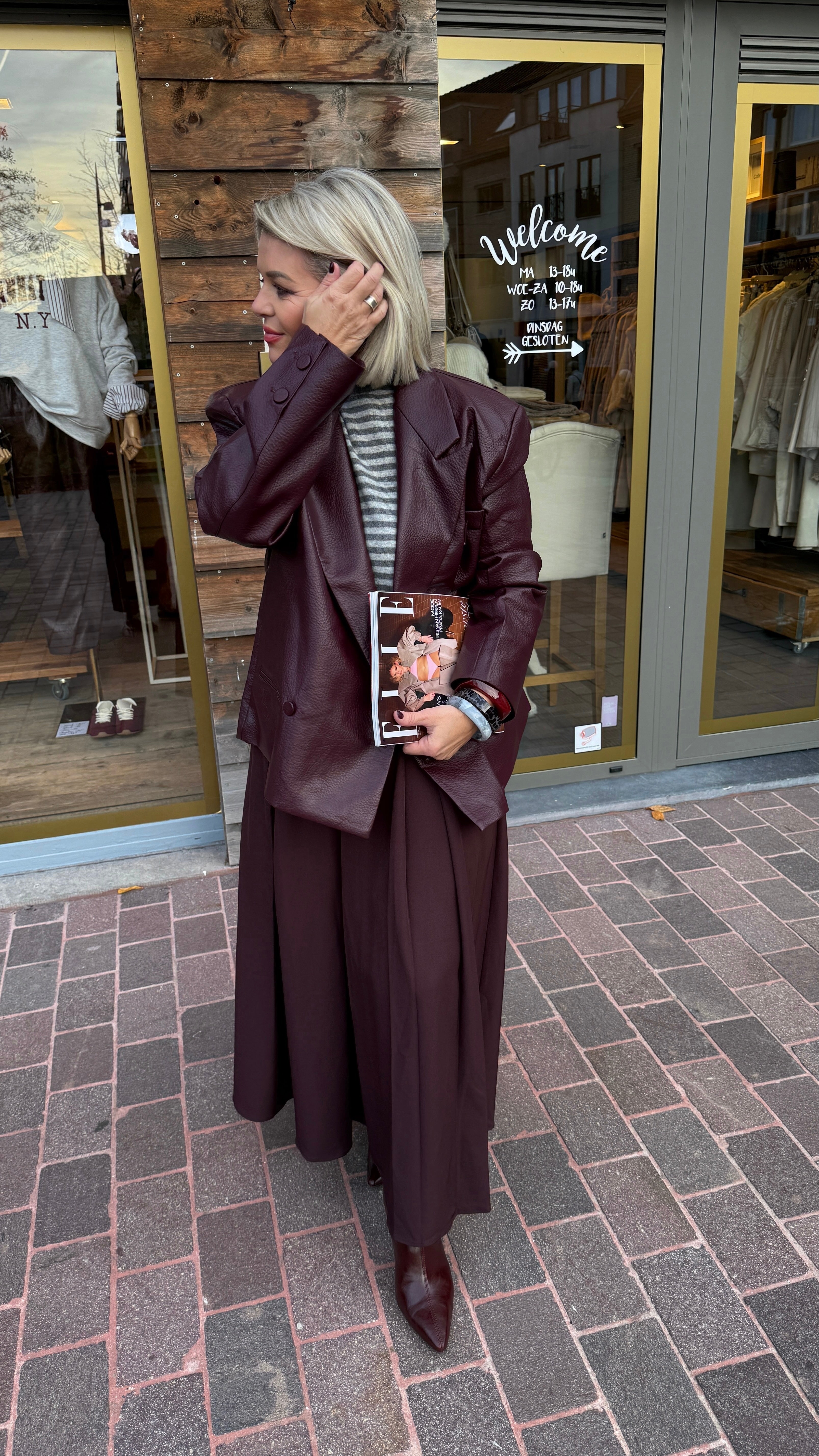 Lederlook jas/ bordeaux/LIES