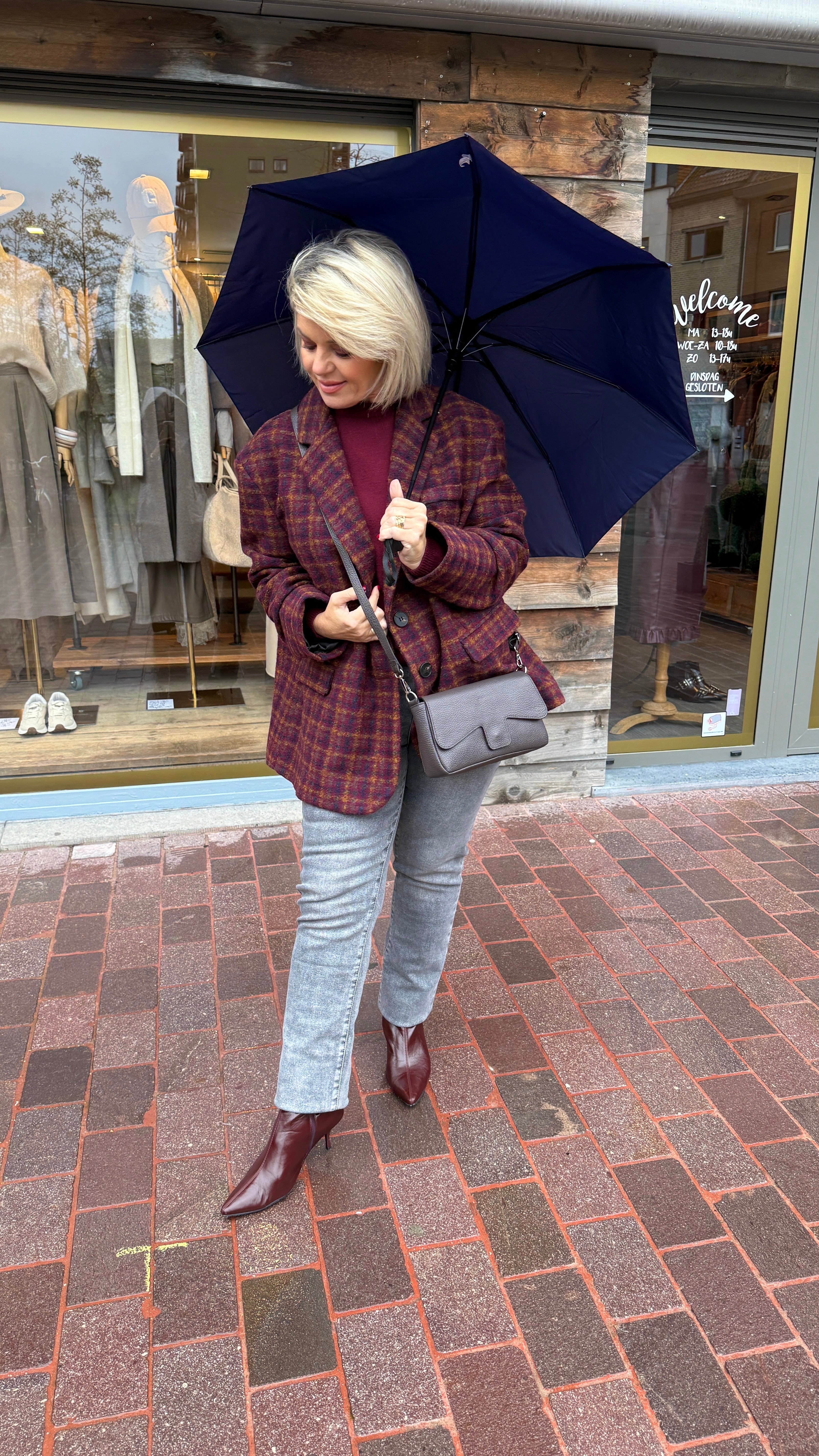 Blazer ruit/ bordeaux/ JULIETTA
