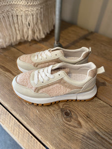 Sneaker beige met bontje/ ANNA