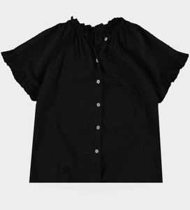 Blouse met knoop/ zwart